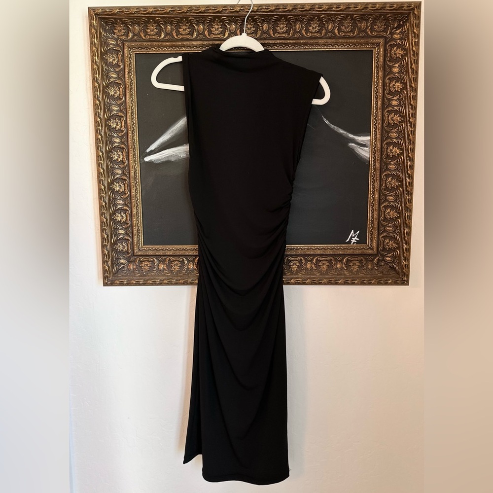 NWT H&M Elegant Black Sleeveless Draped Midi Dress - S